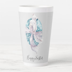 Taza De Café Latte Cinta acuarela Huevo envuelto Pascua