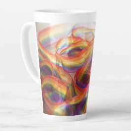 Taza De Café Latte cinta de arcoíris en cascada transparente generada