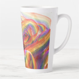 Taza De Café Latte cinta de arcoíris en cascada transparente generada