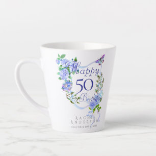 Taza De Café Latte Cinta de Rosa Bue 50 Cumpleaños
