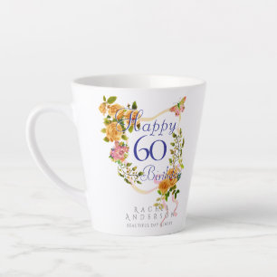 Taza De Café Latte Cinta de rosa de oro cumpleaños 60