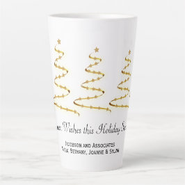Taza De Café Latte Cinta dorada Árboles navideños