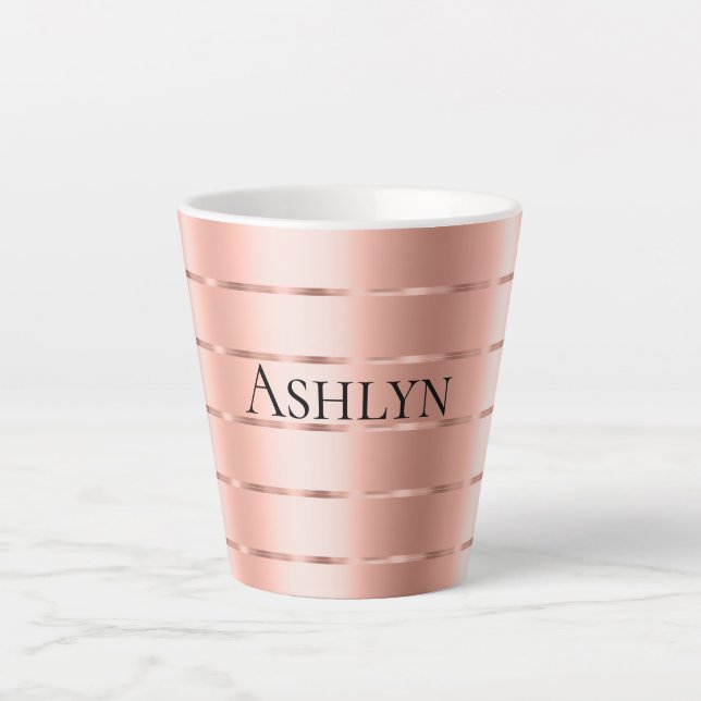 Taza De Café Latte Cinta dorada rosa (Anverso)