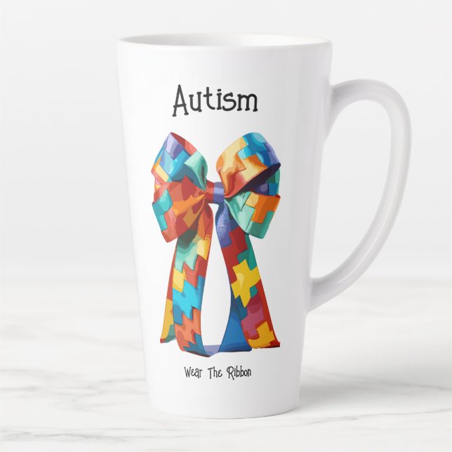 Taza De Café Latte Cinta Latte Mug de Autism Awareness (Derecha)