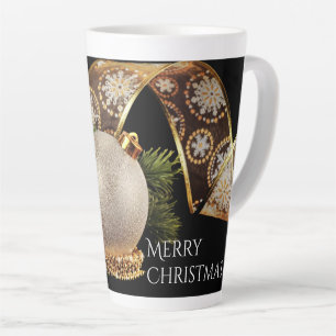 Taza De Café Latte Cinta Ornament, Evergreen y Gold