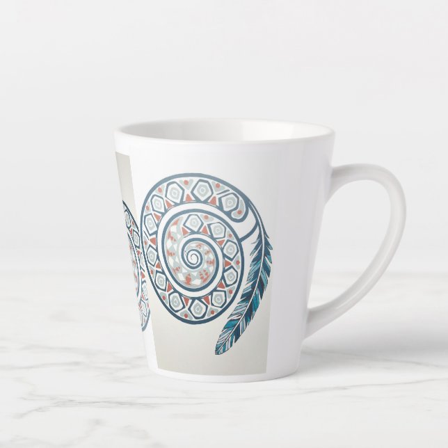 Taza De Café Latte Círculo con pluma (Derecha)
