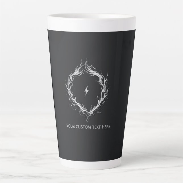 Taza De Café Latte Círculo de Energía Abstracto – Texto Personalizabl (Anverso)