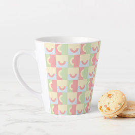 Taza De Café Latte Círculos amarillos y rosados