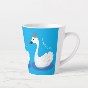 Taza De Café Latte Cisne blanco con personalizado de la corona