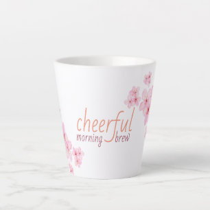 Taza De Café Latte Cita alegre de infusión matutina con flores de cer