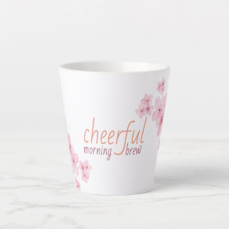 Taza De Café Latte Cita alegre de infusión matutina con flores de cer