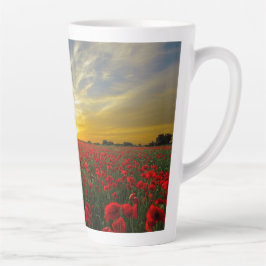 Taza De Café Latte Cita científica Sunset Poppies Misterio Latte Mug