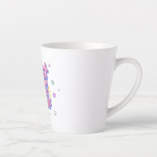 Taza De Café Latte Cita con letra burbuja colorida