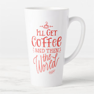 Taza De Café Latte Cita de café inspiradora en caligrafía roja alta