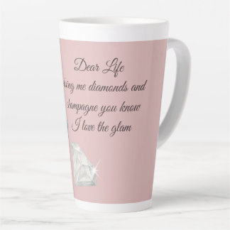 Taza De Café Latte Cita de Diamantes y Champán – Edición Querida Vida
