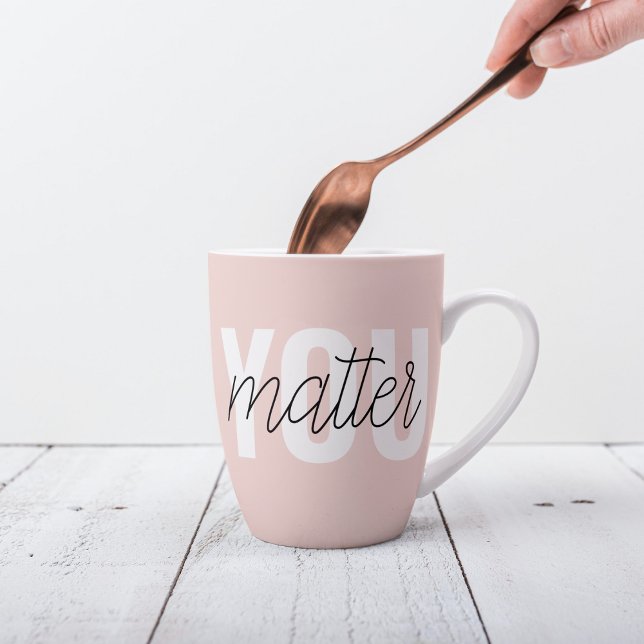 Taza De Café Latte Cita de inspiración para el Pastel rosa moderno (Subido por el creador)