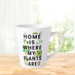 Taza De Café Latte Cita de jardinería de plantas de interior en acuar