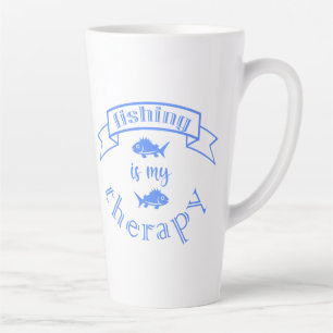 Taza De Café Latte Cita de la bandera Pesca es mi terapia