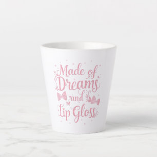Taza De Café Latte Cita de lazo rosa femenino "Sueños y brillo de lab