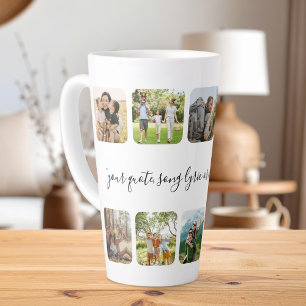 Taza De Café Latte Cita de Personalizado de Collage de fotos personal