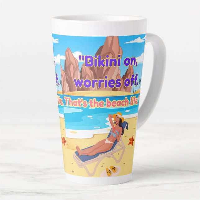 Taza De Café Latte cita de playa (Ángulo derecho)