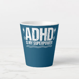 Taza De Café Latte Cita de superpoder TDAH Arcoíris Autismo Profesor