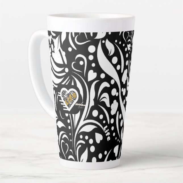 Taza De Café Latte Cita de vida negro latte Mug del poeta Adiela Akoo (Ángulo izquierdo)