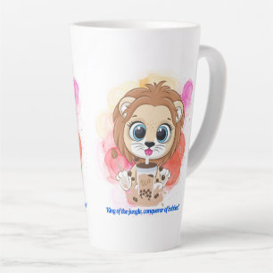 Taza De Café Latte cita del león personalizado bebiendo té bobba