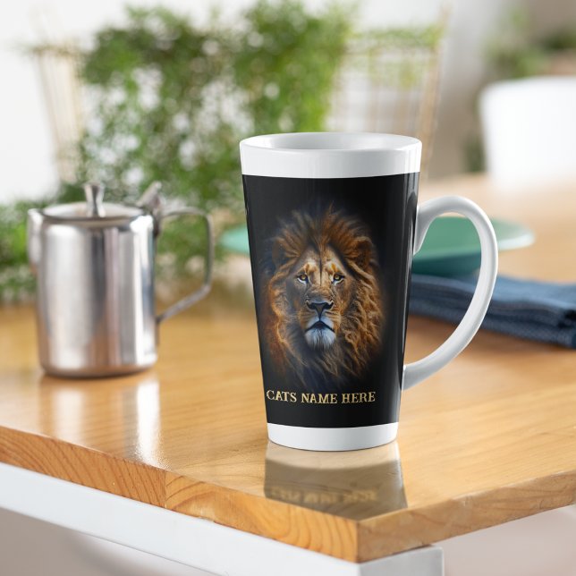 Taza De Café Latte Cita divertida "Amo a mi gato" León Latte Mug (Subido por el creador)
