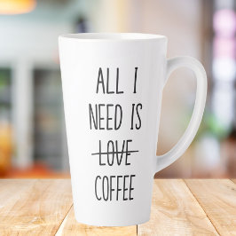 Taza De Café Latte Cita Divertida de Café Simple Minimalista