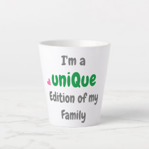 Taza De Café Latte Cita Divertida de Familia Edición Única Texto Fami