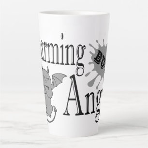 Taza De Café Latte Cita divertida de un pequeño gato endemoniado, enc