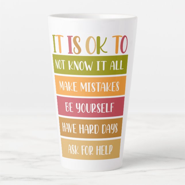 Taza De Café Latte Cita inspiradora de bienestar (Anverso)