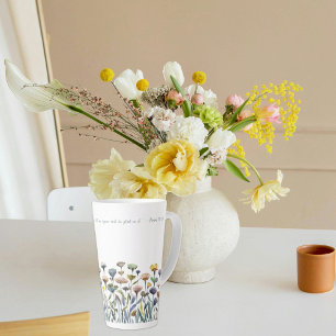 Taza De Café Latte Cita inspiradora de escritura al agua con flores 