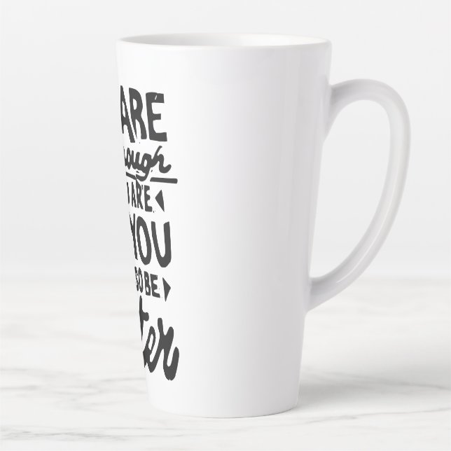 Taza De Café Latte Cita motivadora Lino Imprimir latte Mug (Derecha)