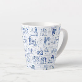 Taza De Café Latte Citas de tela azul de orgullo y prejuicio