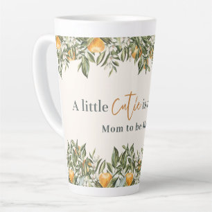 Taza De Café Latte Citrus, naranja + flor pequeña ducha de bebé 