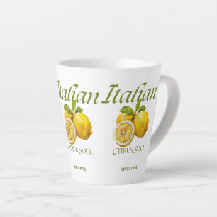 Taza De Café Latte Citrus Soul Italiano - Arte de frutas de limón vin