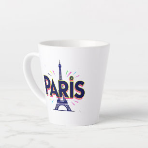 Taza De Café Latte Ciudad de las Luces: Arte de tipografía negrita de