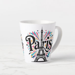 Taza De Café Latte Ciudad de las Luces: Arte de tipografía negrita de