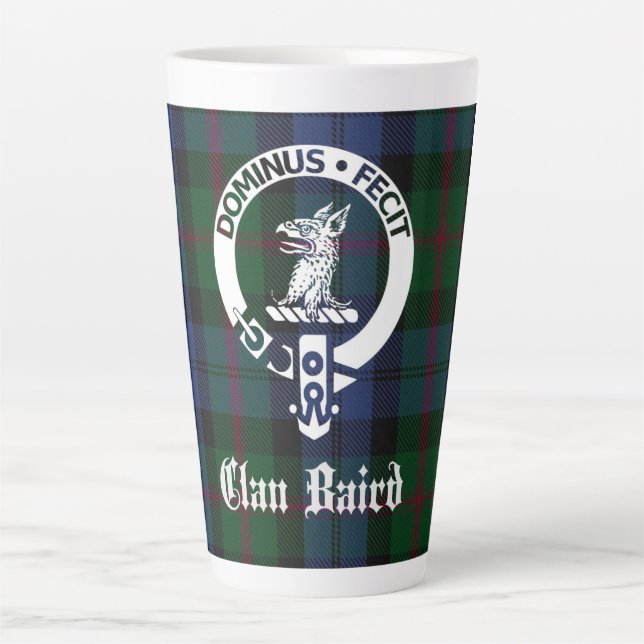 Taza De Café Latte Clan Baird Escudo Badge & Tartan (Anverso)