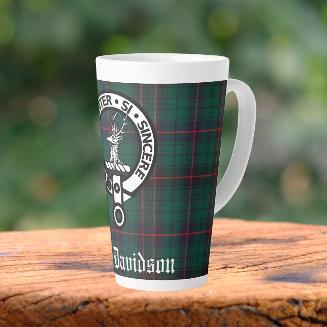 Taza De Café Latte Clan Davidson Escudo Badge y Personalizable Tartán (Subido por el creador)