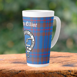 Taza De Café Latte Clan Elliot Escudo Badge & Tartán