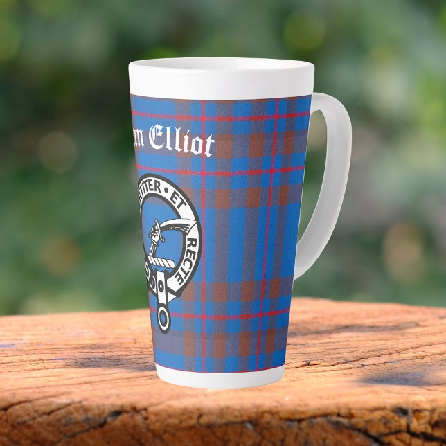 Taza De Café Latte Clan Elliot Escudo Badge & Tartán (Subido por el creador)