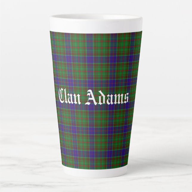 Taza De Café Latte Clan escocés Adams Tartan (Anverso)