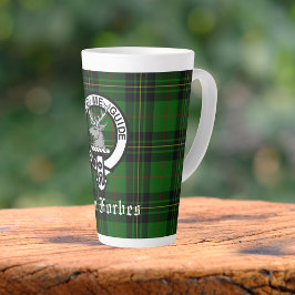 Taza De Café Latte Clan Forbes Tartán y placa Escudo