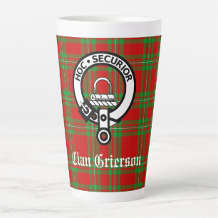 Taza De Café Latte Clan Grierson Escudo Badge & Tartan