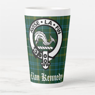 Taza De Café Latte Clan Kennedy Escudo Badge & Tartán