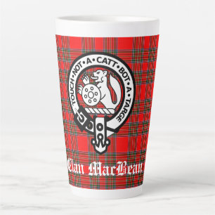 Taza De Café Latte Clan MacBean Escudo Badge & Tartán