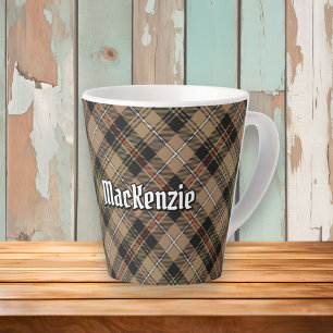 Taza De Café Latte Clan MacKenzie Hunting Brown Tartan Latte Mug